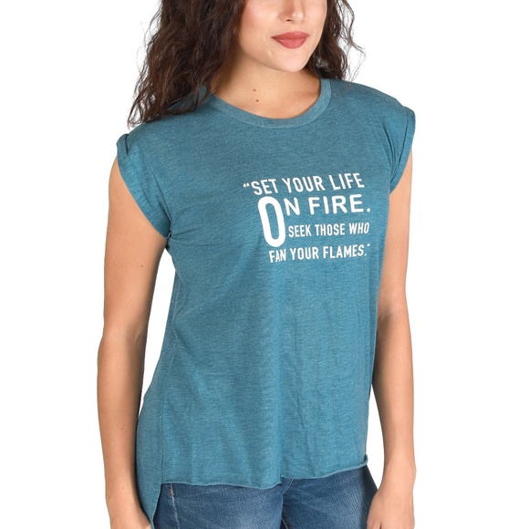 WOMEN'S FLOWY MUSCLE TEE WITH ROLLED CUFF - Picture 2 of 6